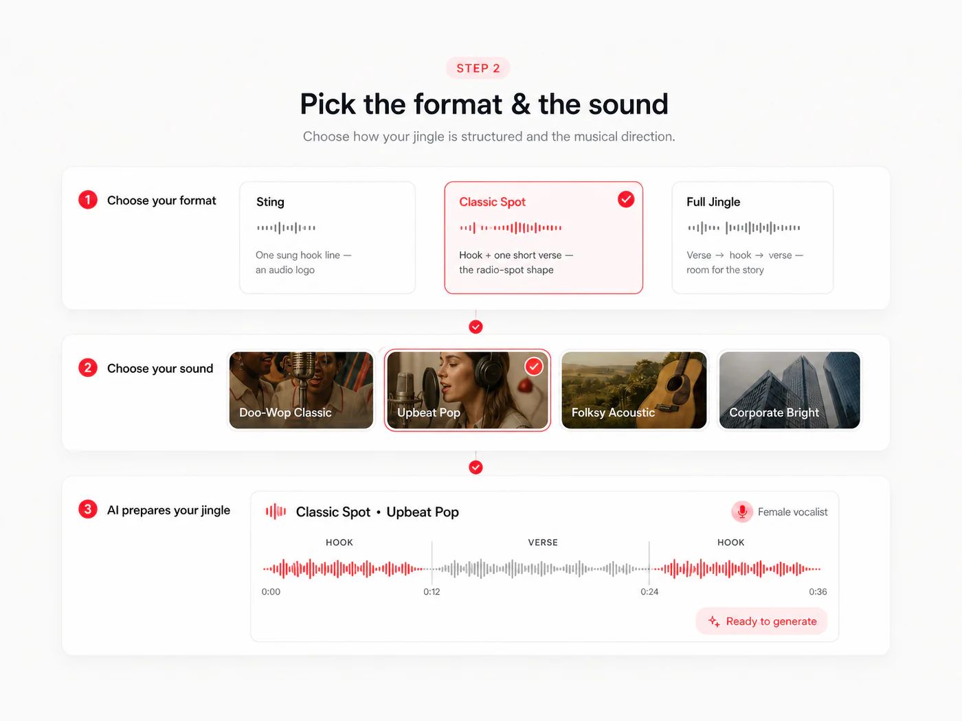 Pick the format & the sound