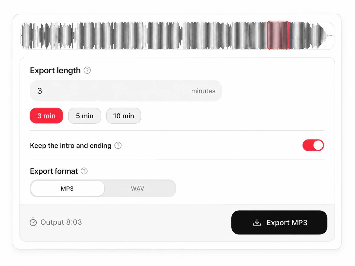 Set the length and export