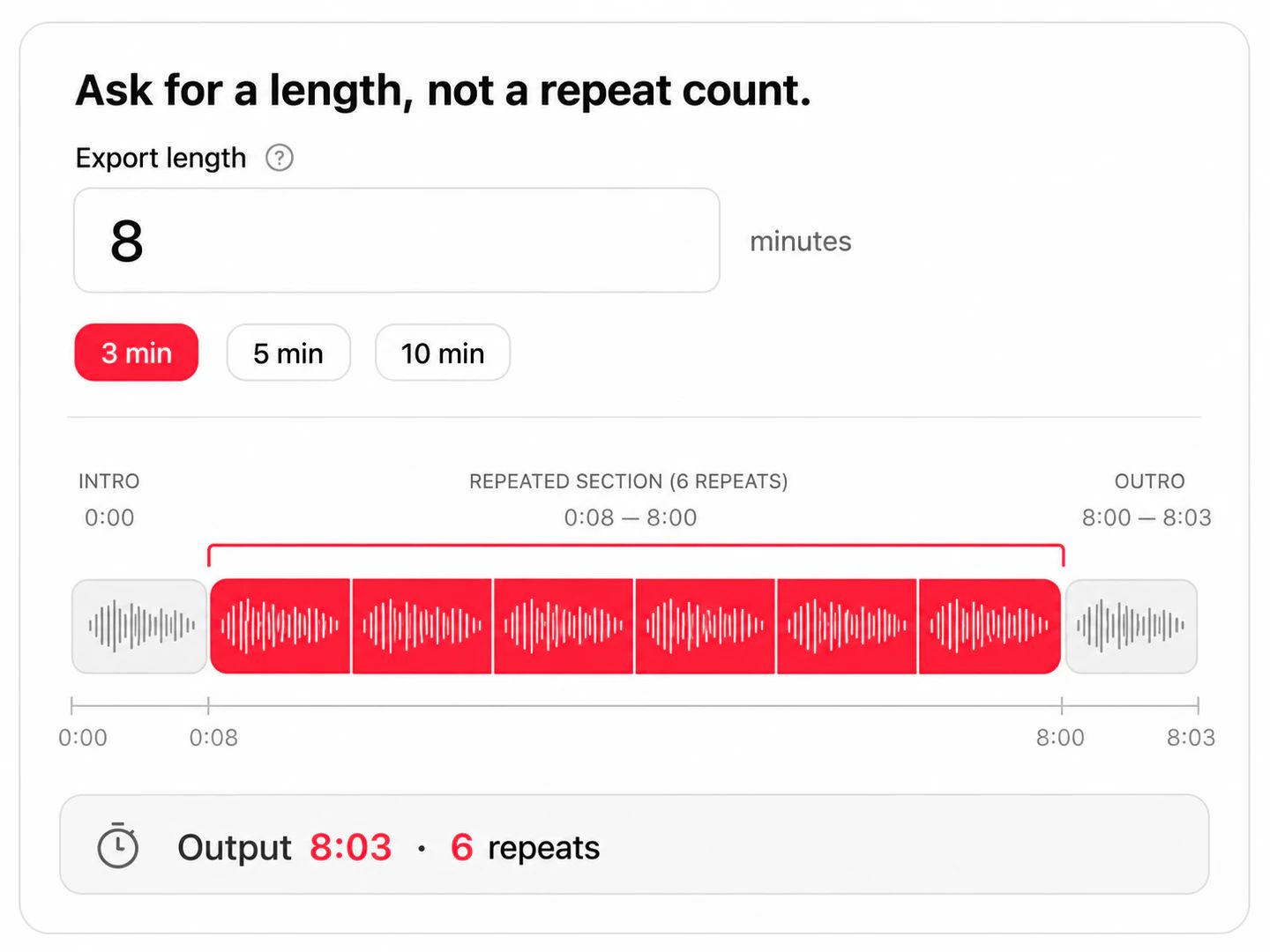 Ask for a length, not a repeat count