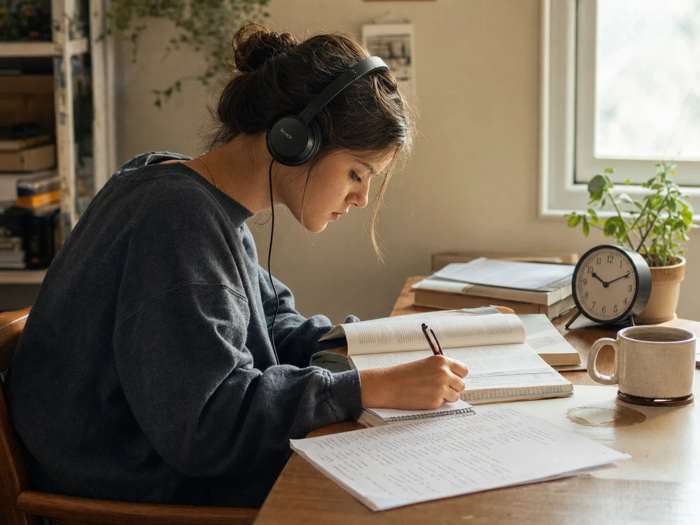 A desk set up for a long focused work session