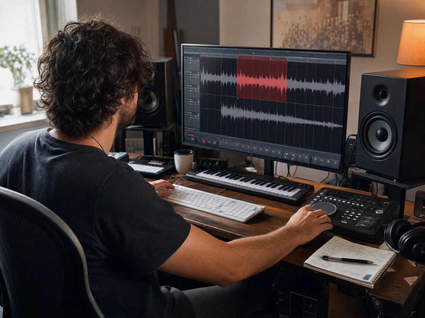 A producer selecting a bar-aligned section of audio