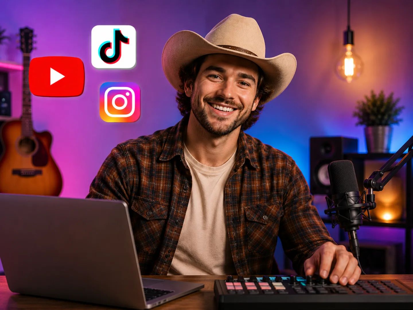 Aspiring songwriter turning a hummed tune into a finished country song