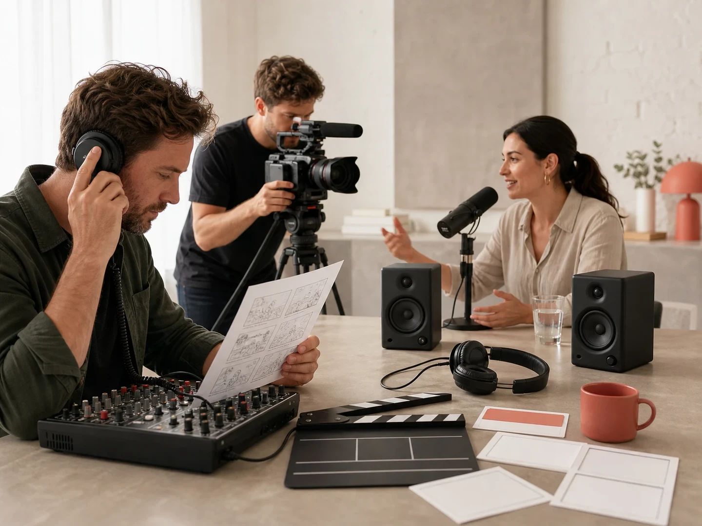 Flujo automatizado de vídeo, pódcast y agente de programación recibiendo música generada en Lacuna