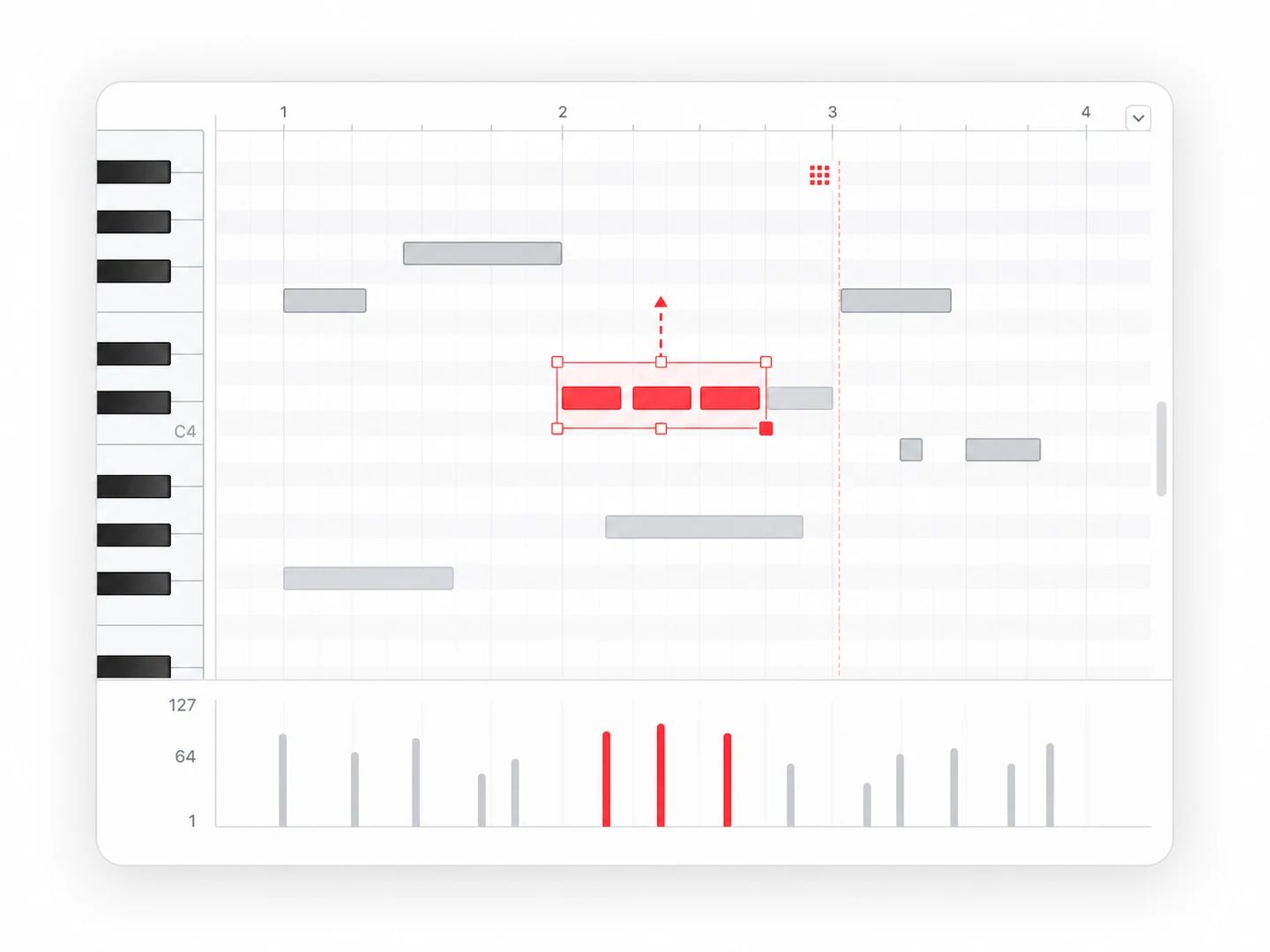 Real, editable MIDI notes