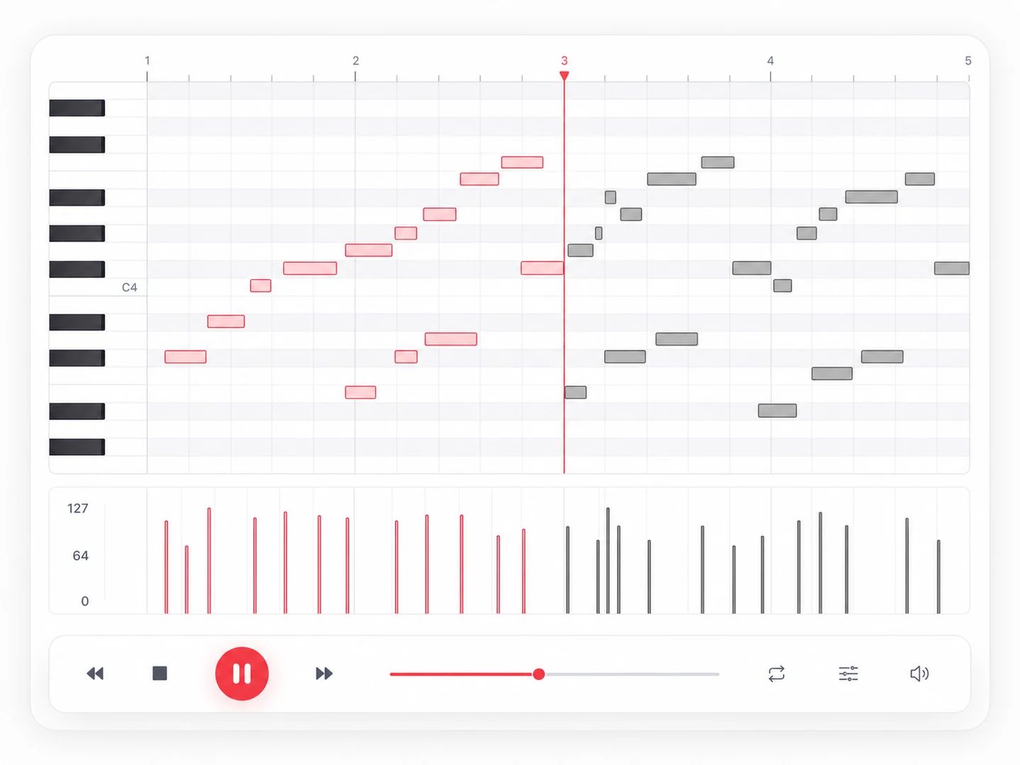 Interactive piano roll