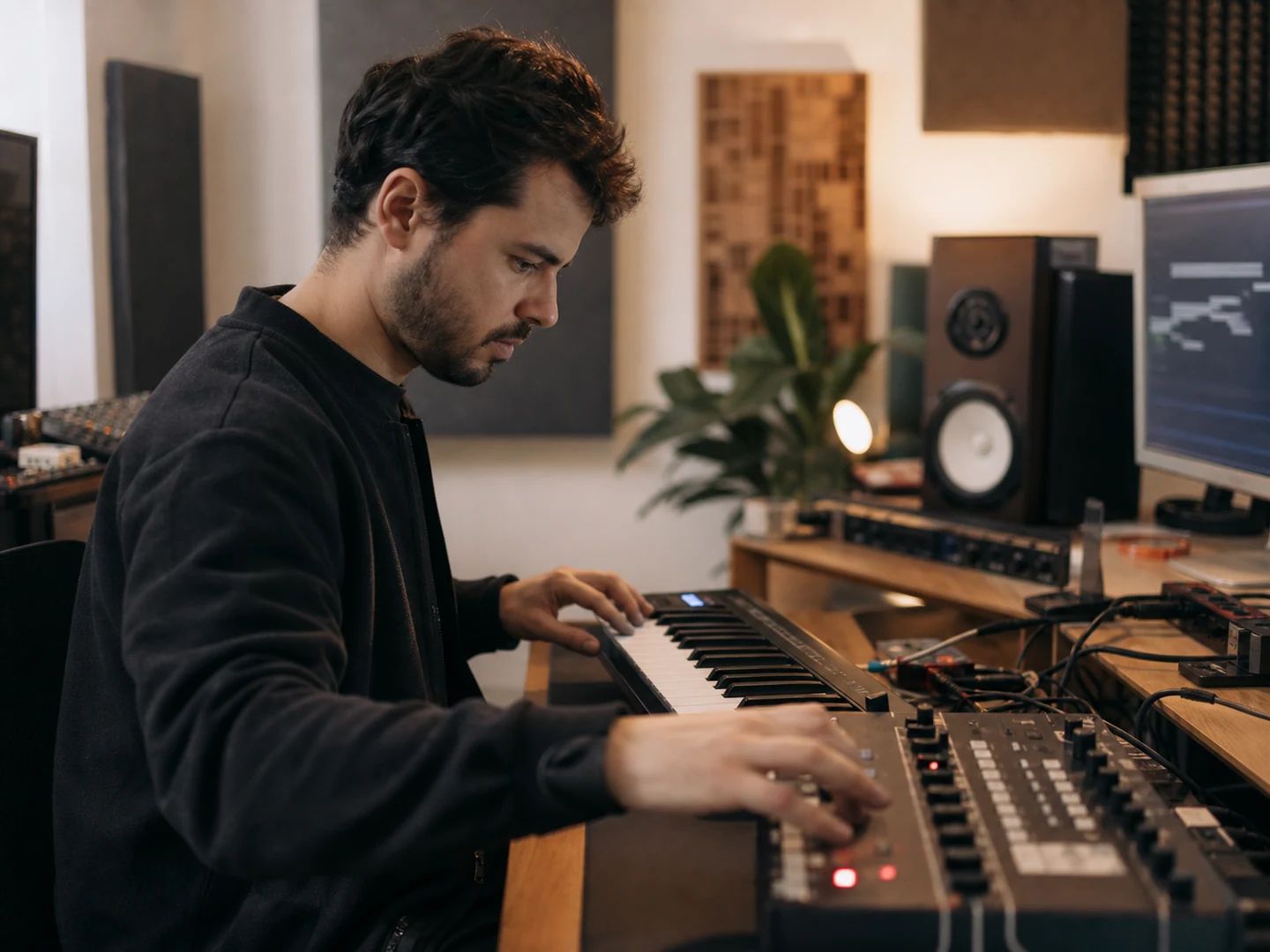 Producer editing converted MIDI notes in a DAW piano roll