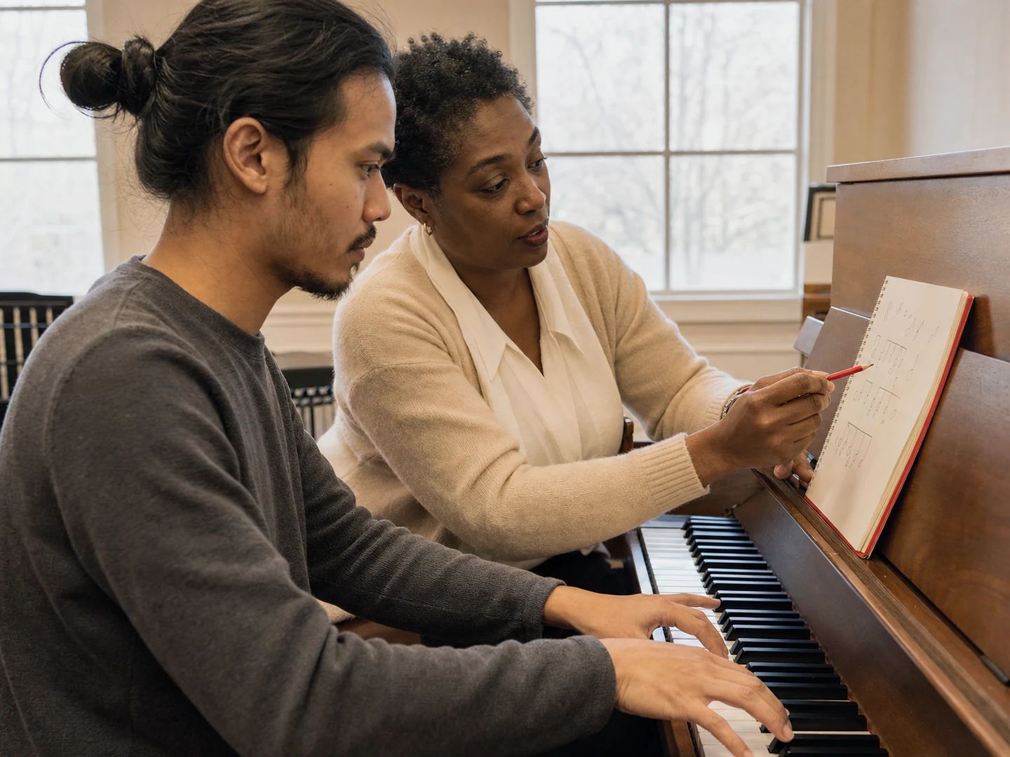 Music teacher using converted MIDI for a lesson