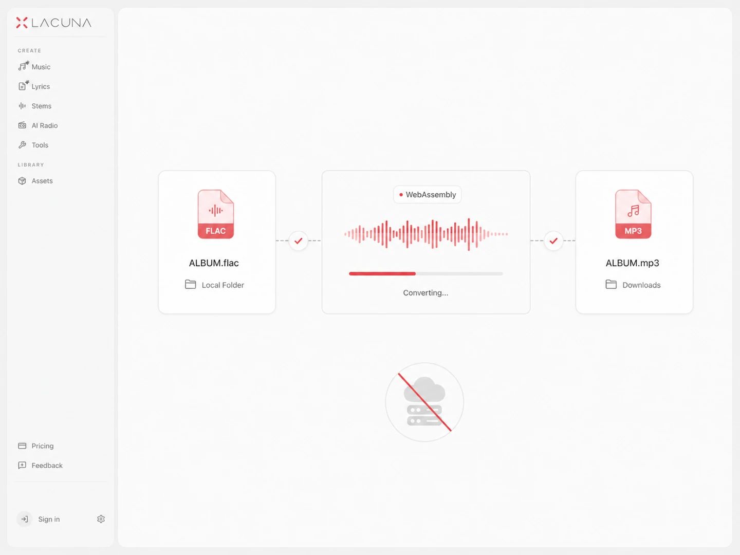 A FLAC converter that never uploads your library