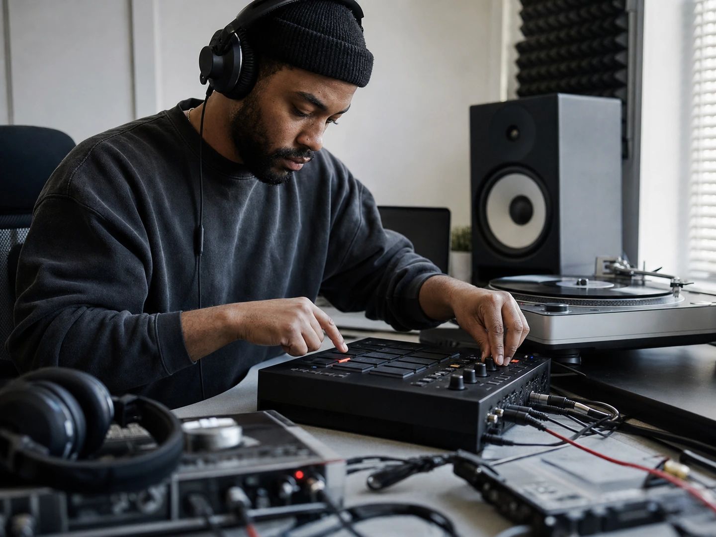 Producer building a remix from an extracted instrumental
