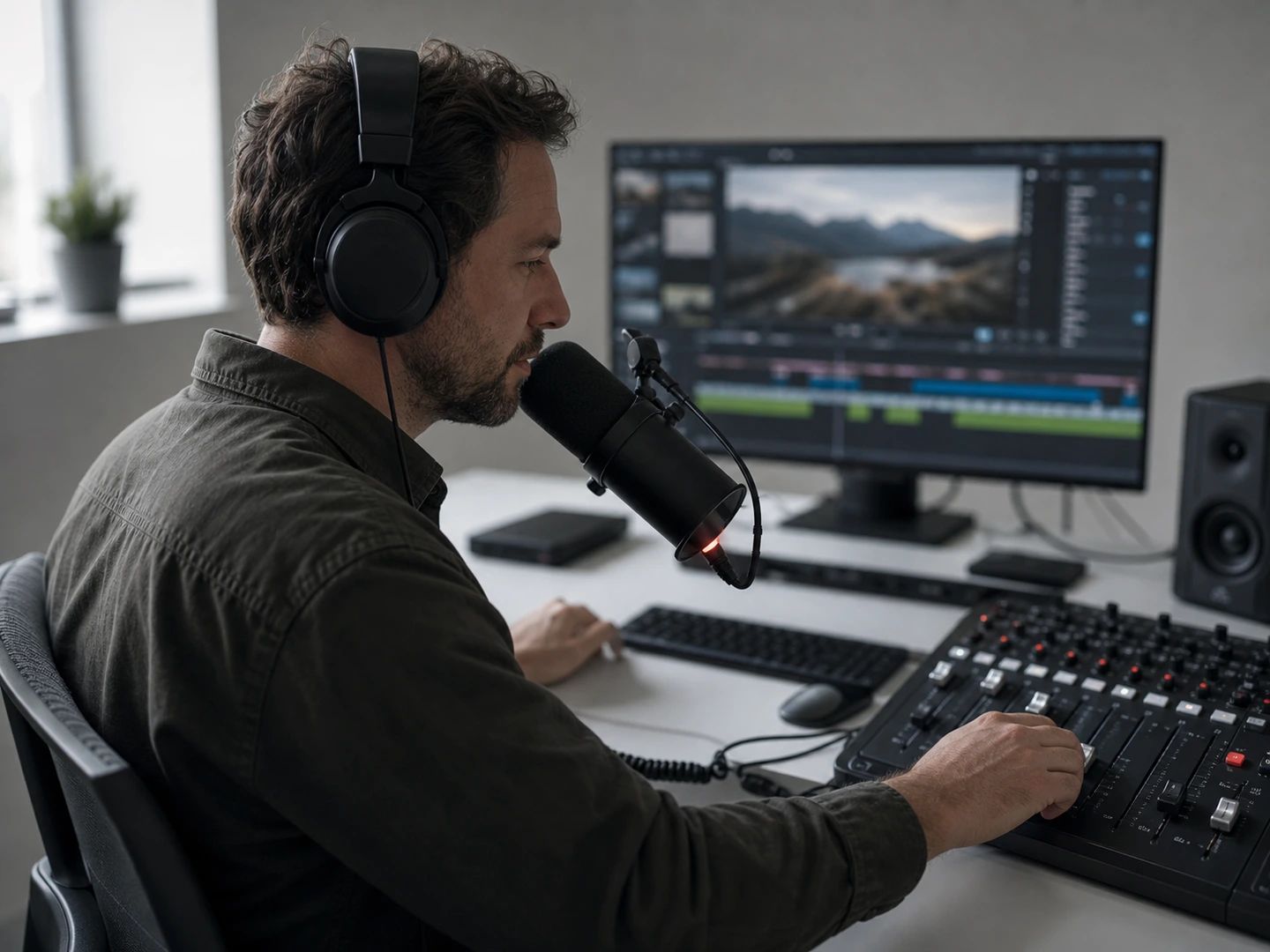 Creator scoring a video edit with an instrumental bed