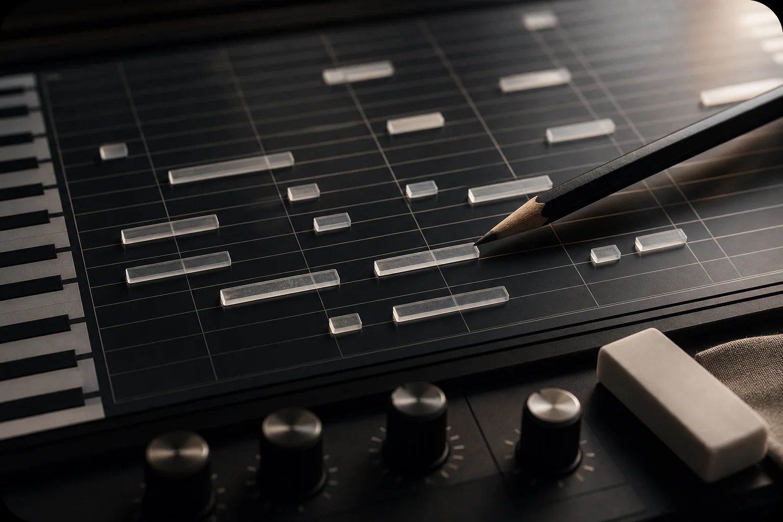 Piano roll showing fully editable MIDI notes with no watermark or DRM
