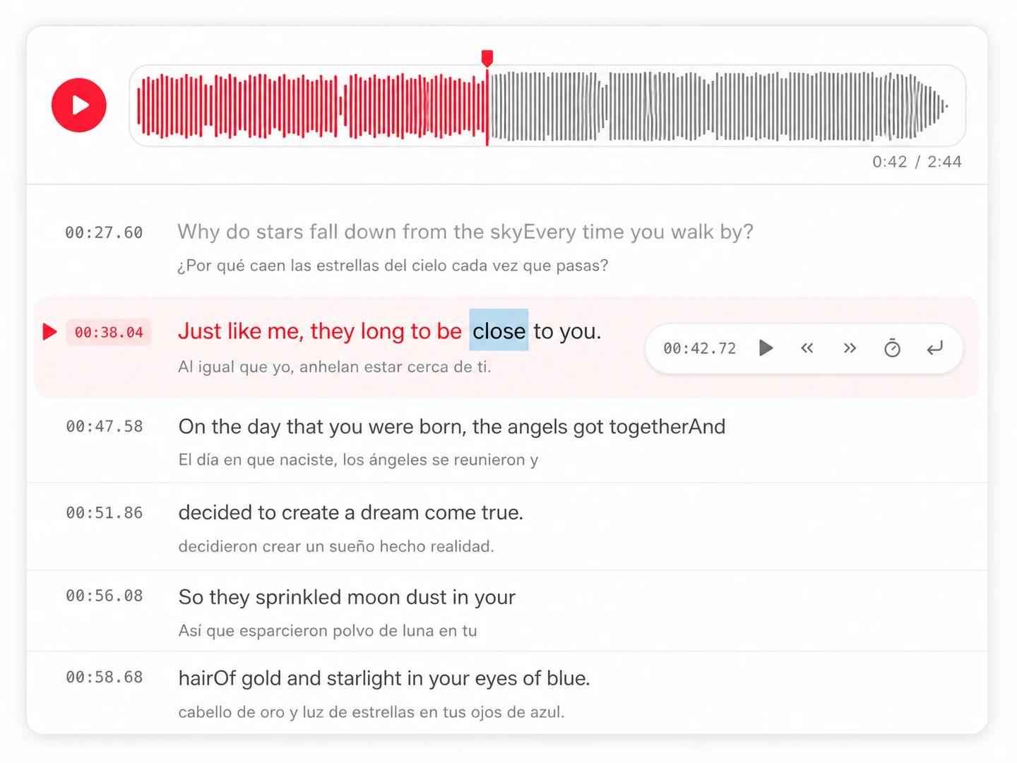 Word-level timestamps