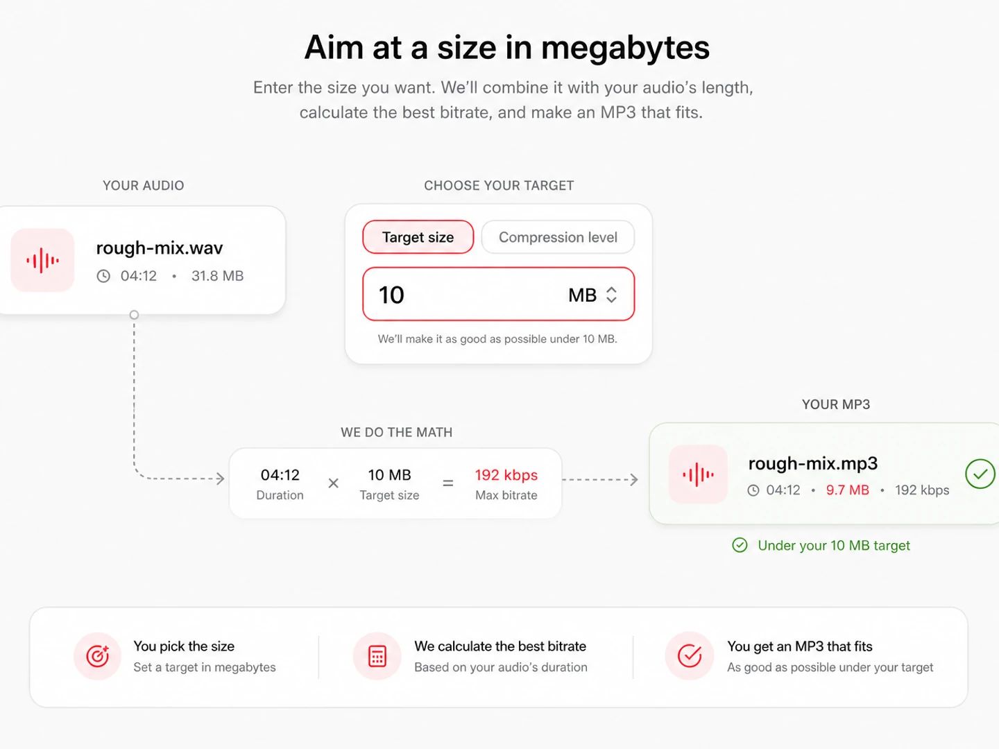 Aim at a size in megabytes