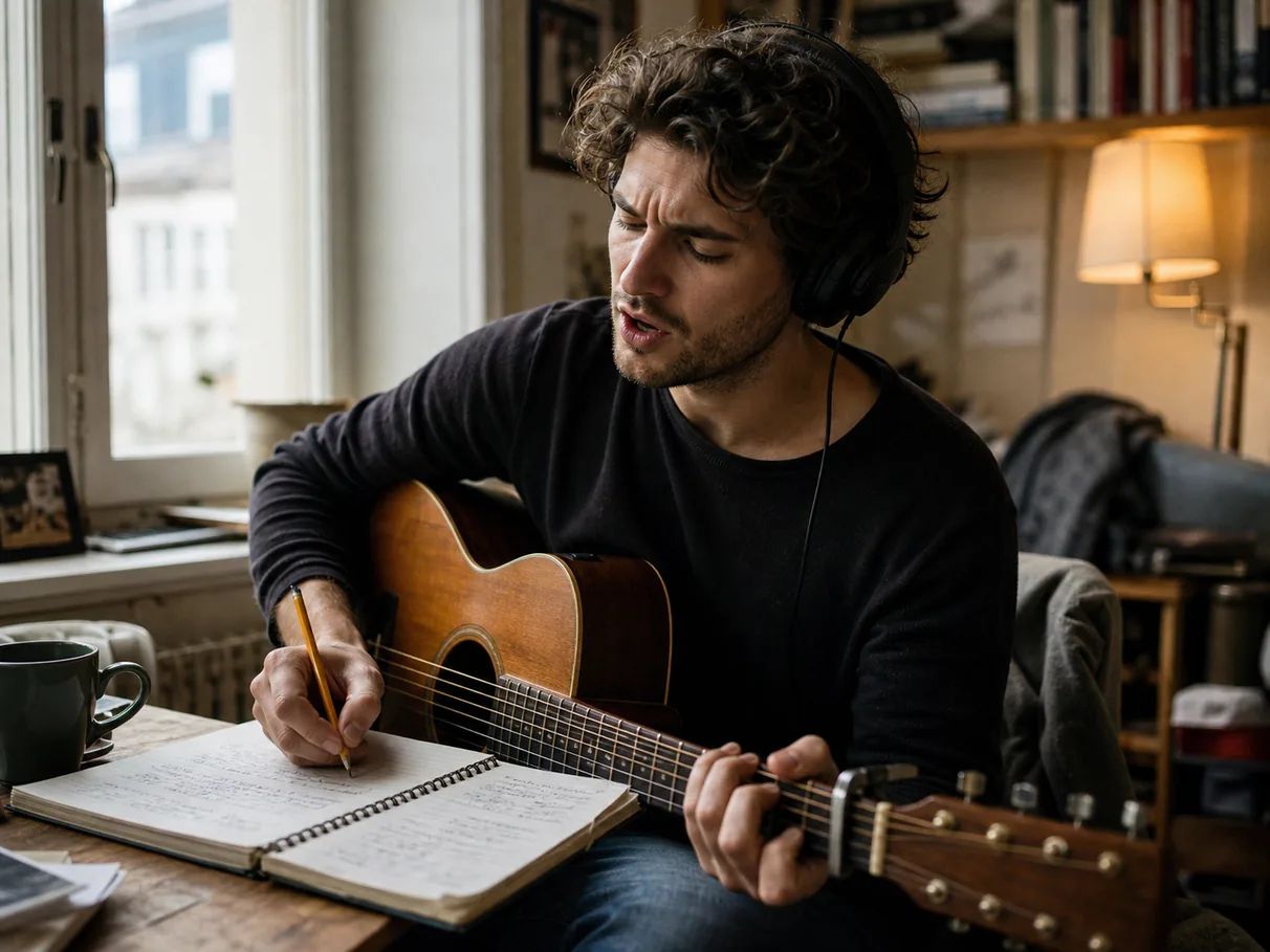 Songwriter turning written lyrics into a sung demo