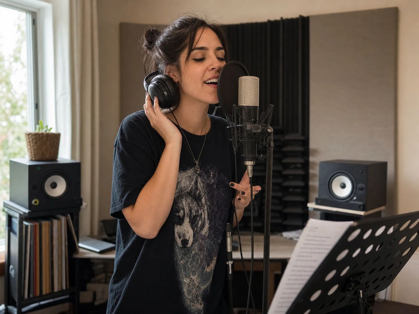 Sängerin transponiert ein Playback in eine bequeme Tonart