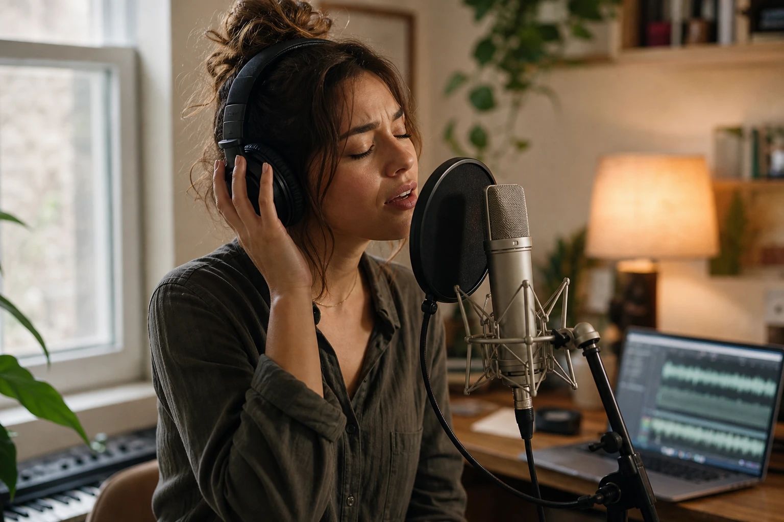Singer using an isolated instrumental as a backing track