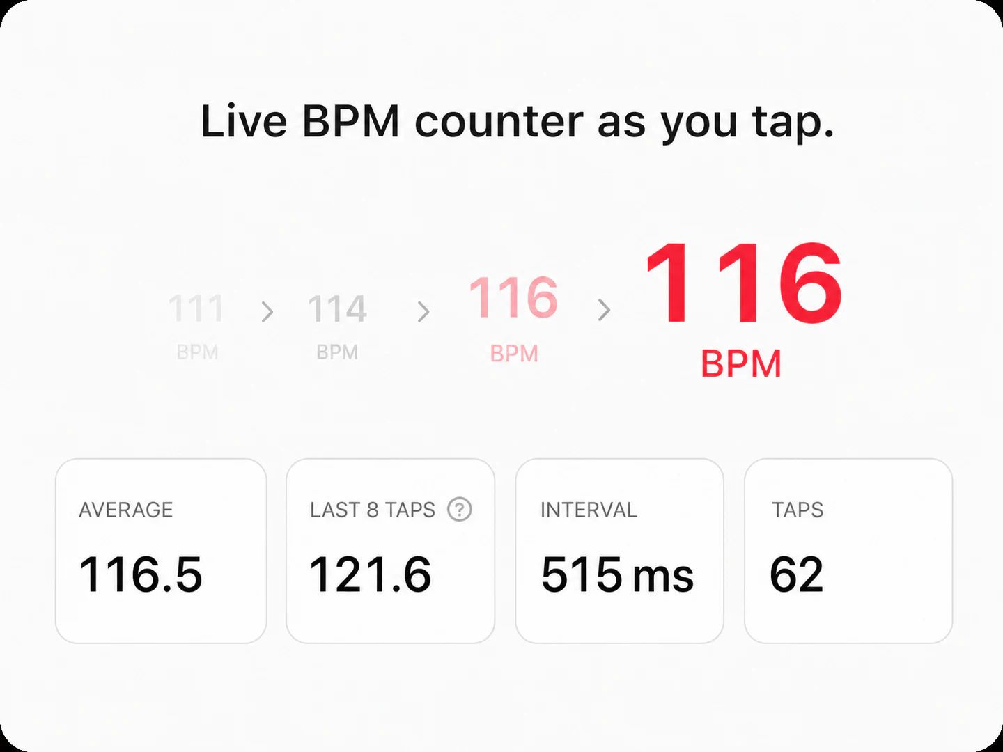 Contador de BPM en vivo mientras marcas
