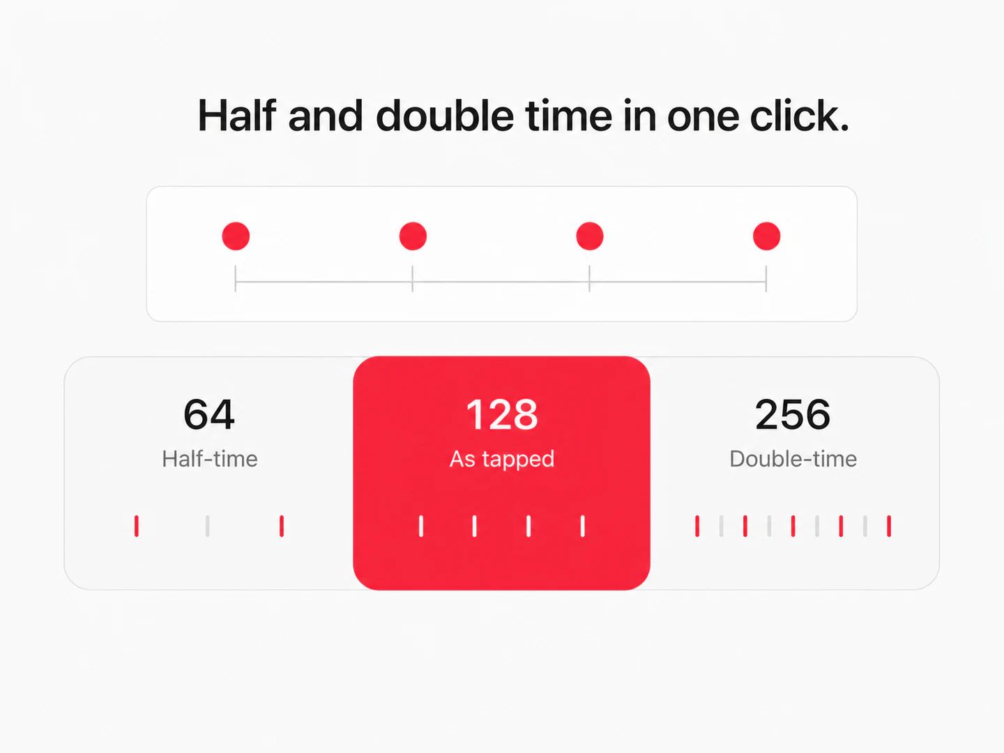 Mitad y doble tempo en un clic