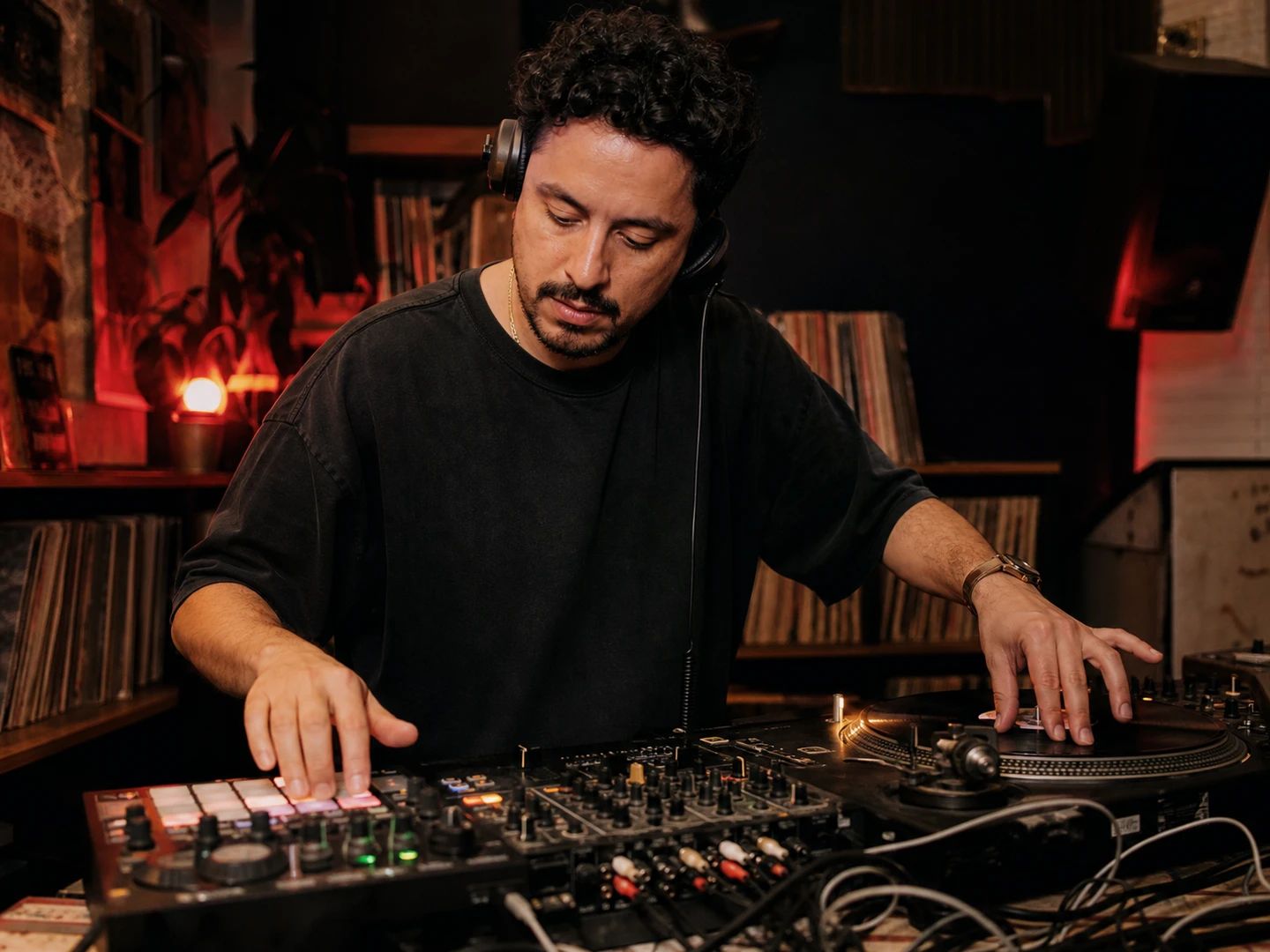 DJ isolating an acapella to build a remix