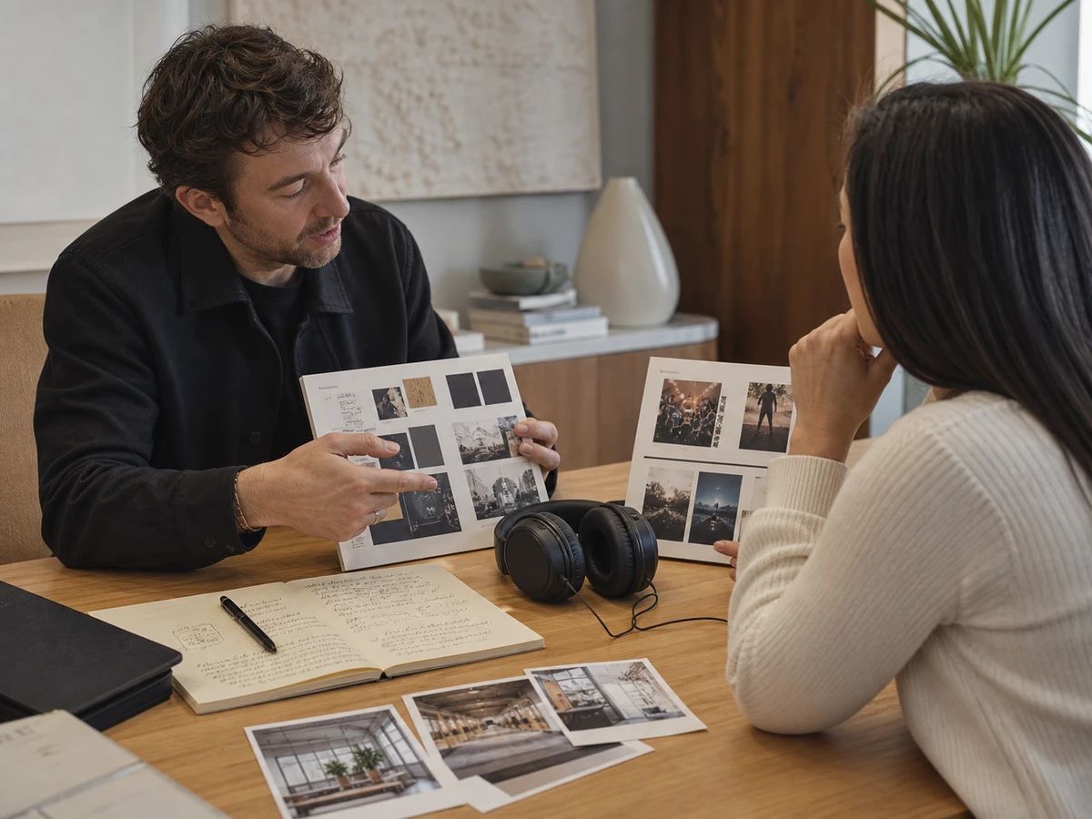 Creative consultant preparing a commercial music concept