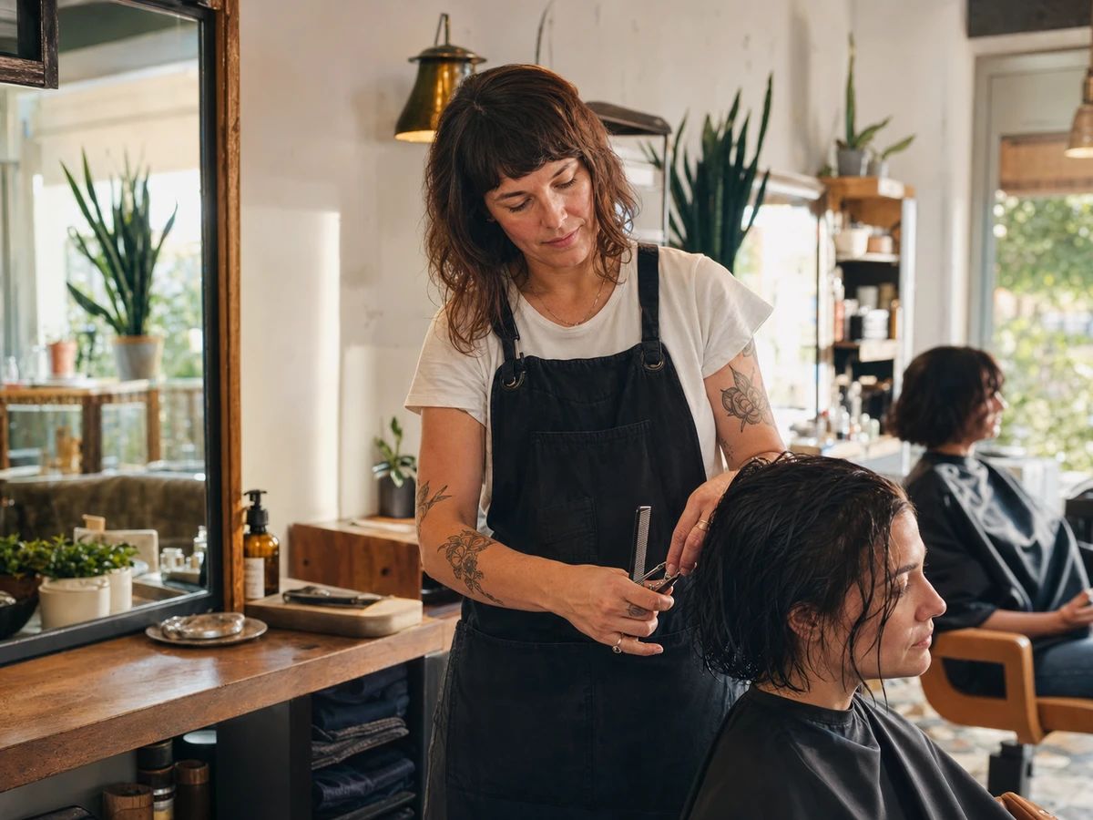 Small studio owner reviewing original music for customers