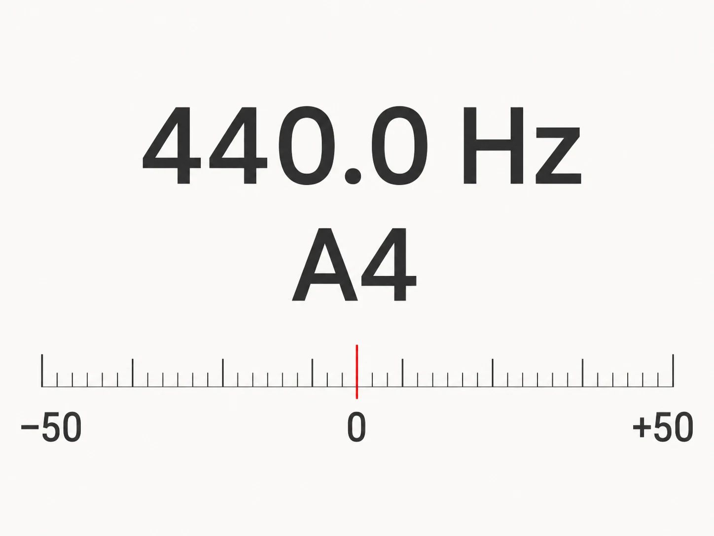 Pitch detector showing A4 at 440 Hz and zero cents