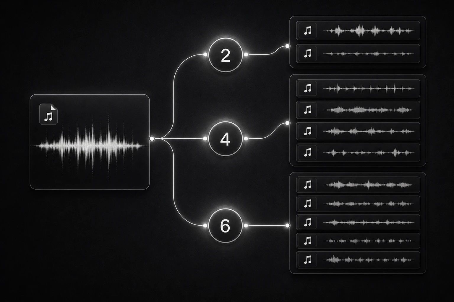 Three modes: 2, 4 or 6 stems