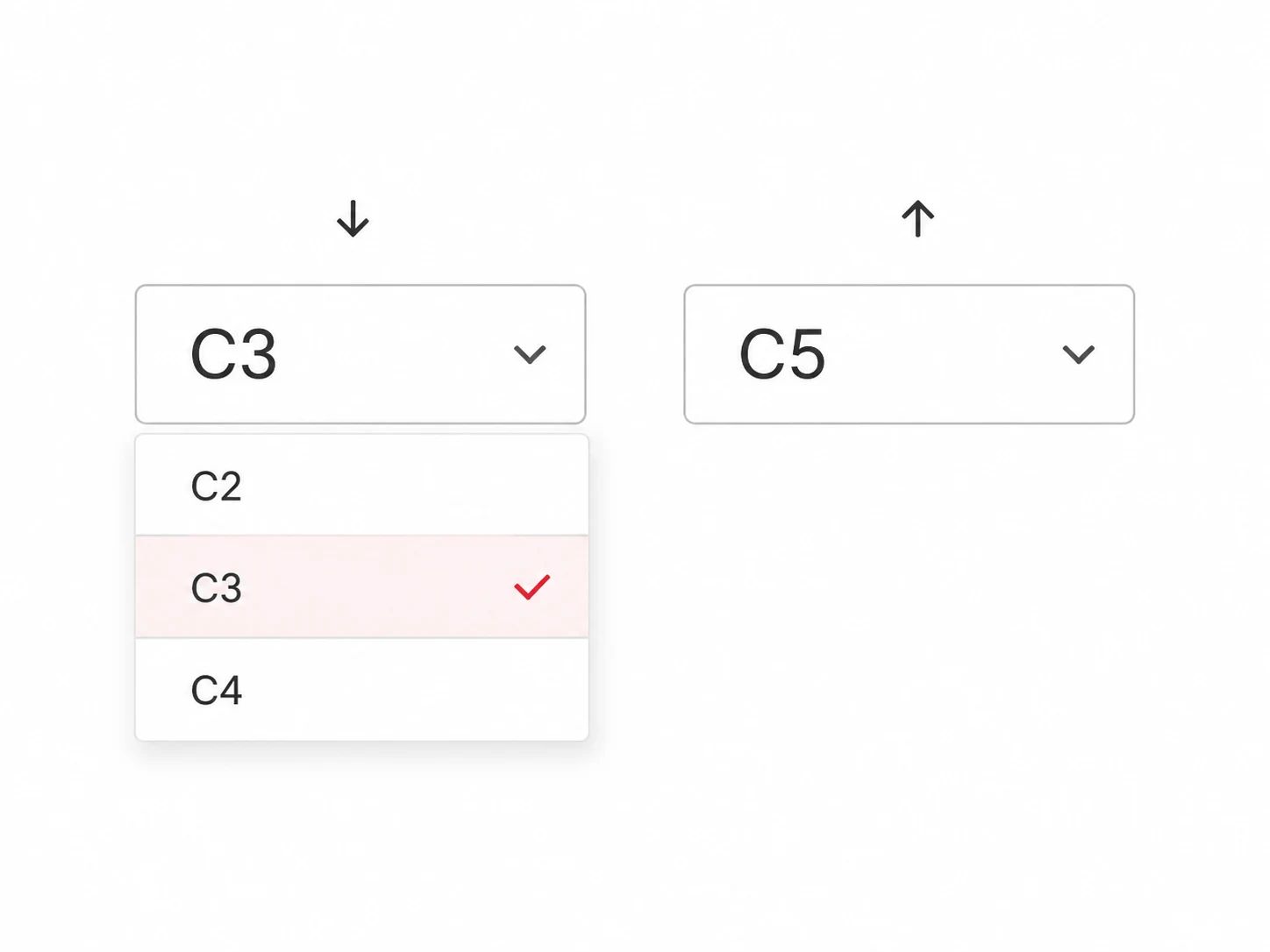 Manual note selectors showing a selected C3 low note and C5 high note