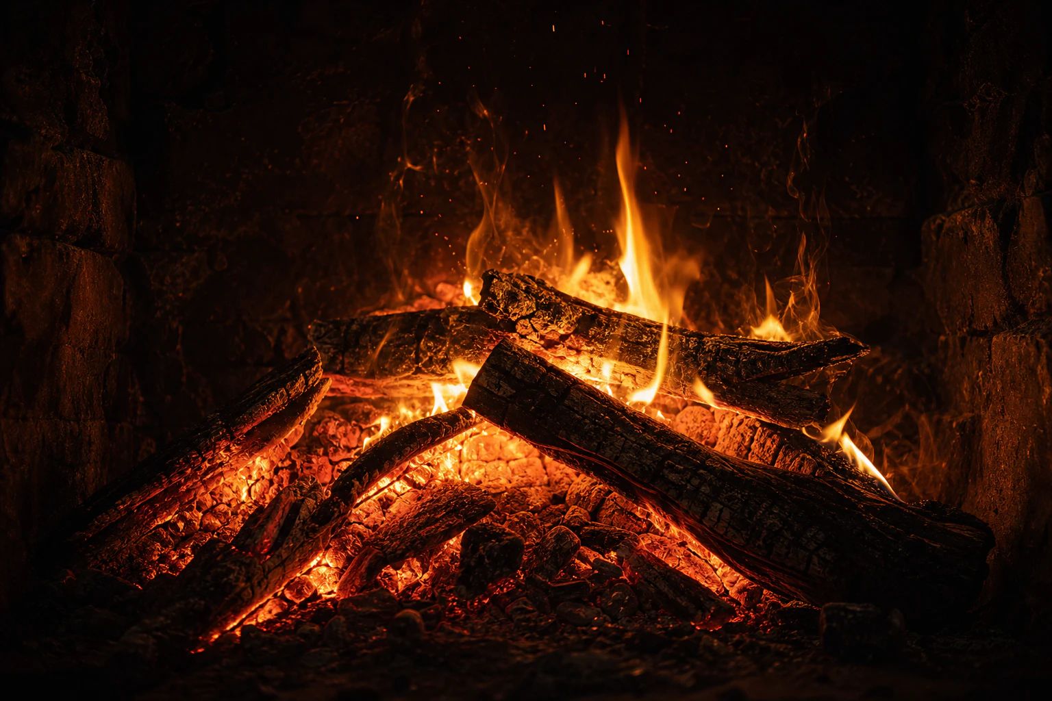 Reading in an armchair with fireplace sounds playing