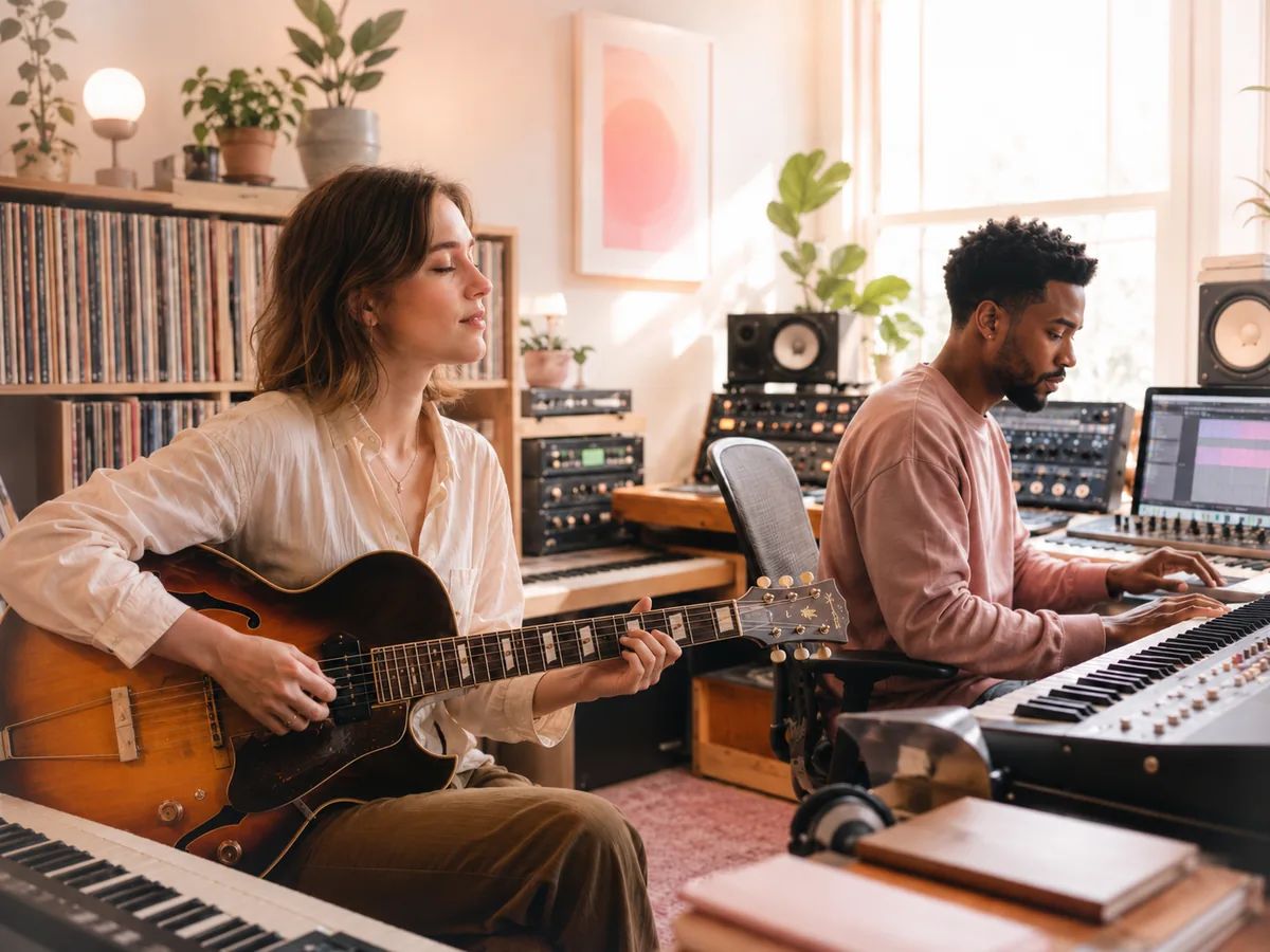 Production workspace with stems, MIDI and audio analysis