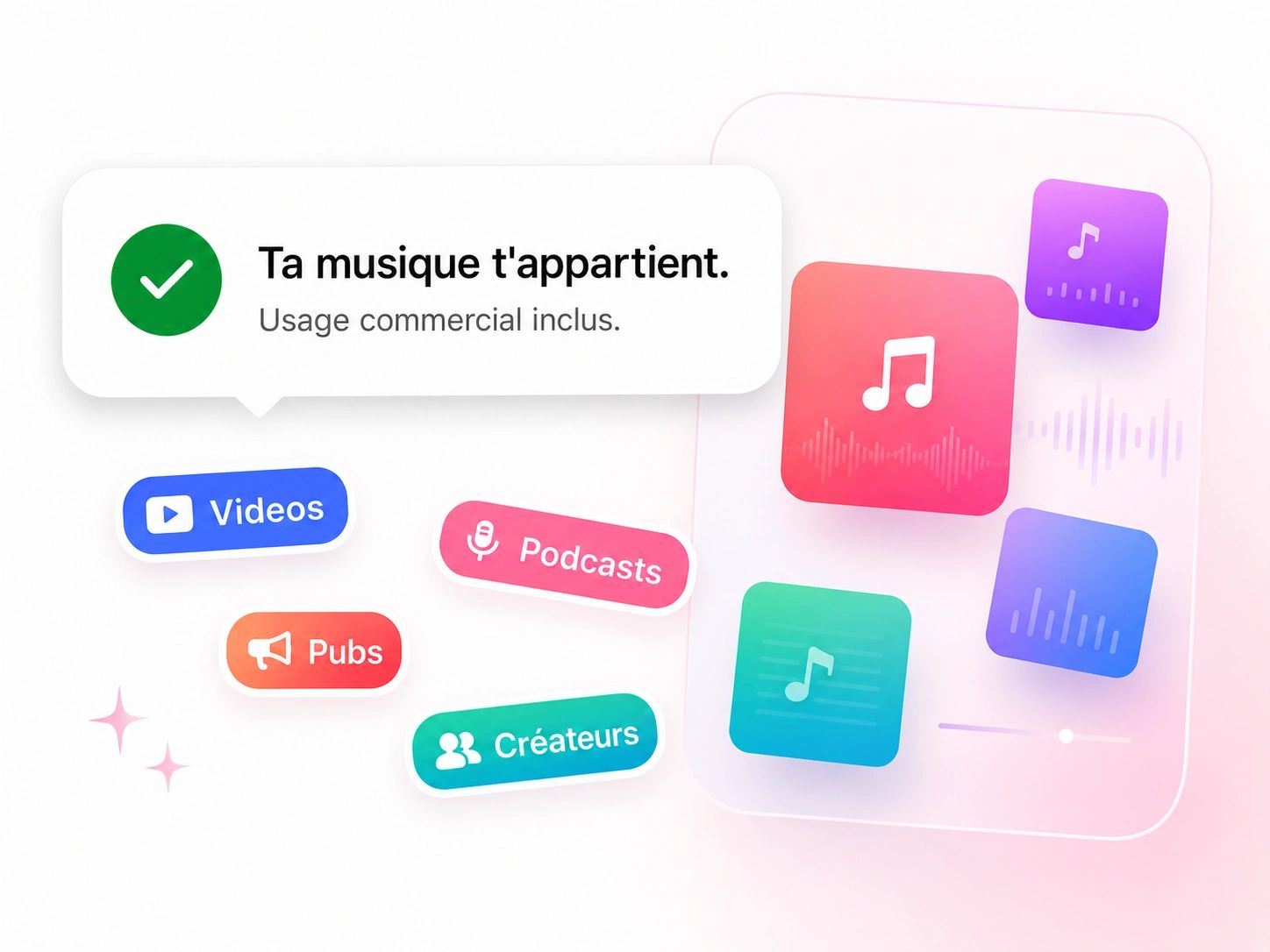 Musique IA libre de droits avec licence commerciale, qui t'appartient