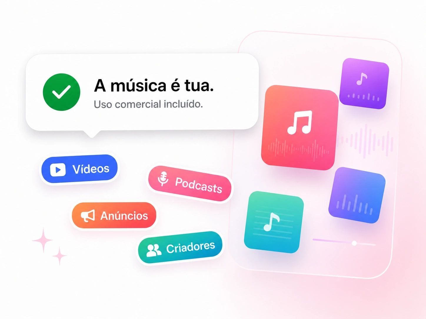 Música IA livre de royalties e com licença comercial que te pertence
