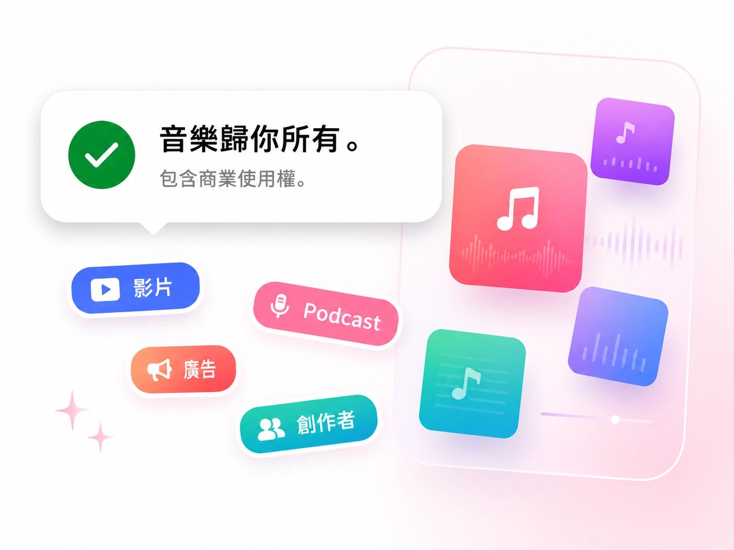 歸你所有、可商用授權的免版稅 AI 音樂