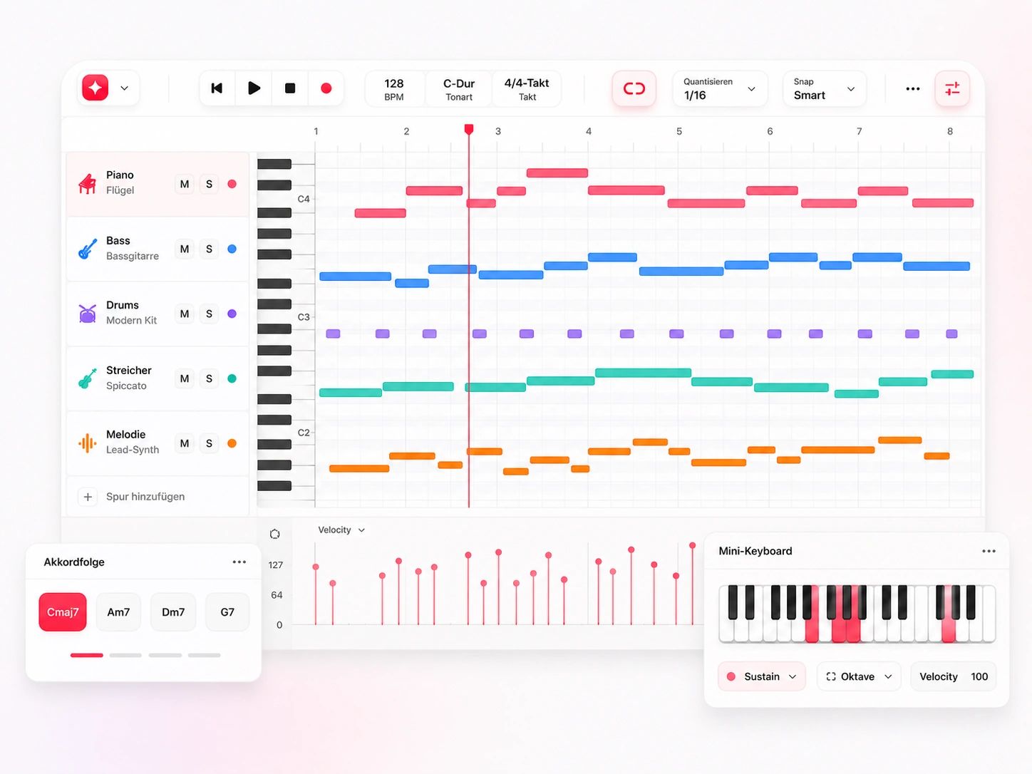 Online-MIDI-Editor mit Piano Roll und Notenbearbeitung