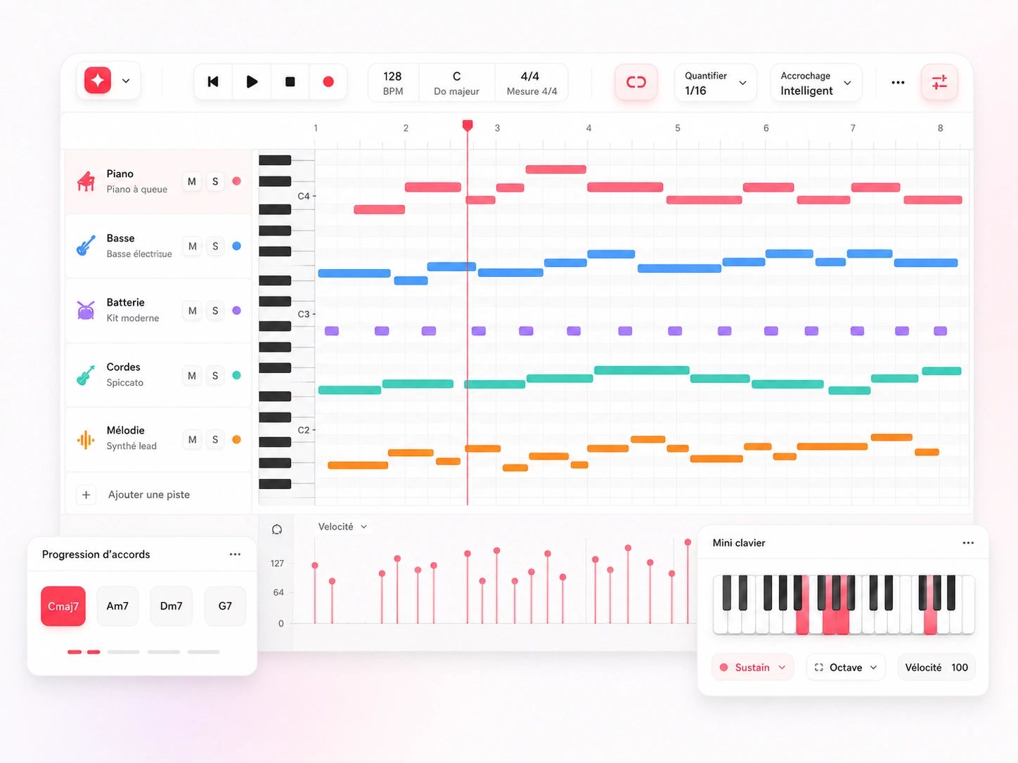 Éditeur MIDI en ligne avec piano roll et édition de notes