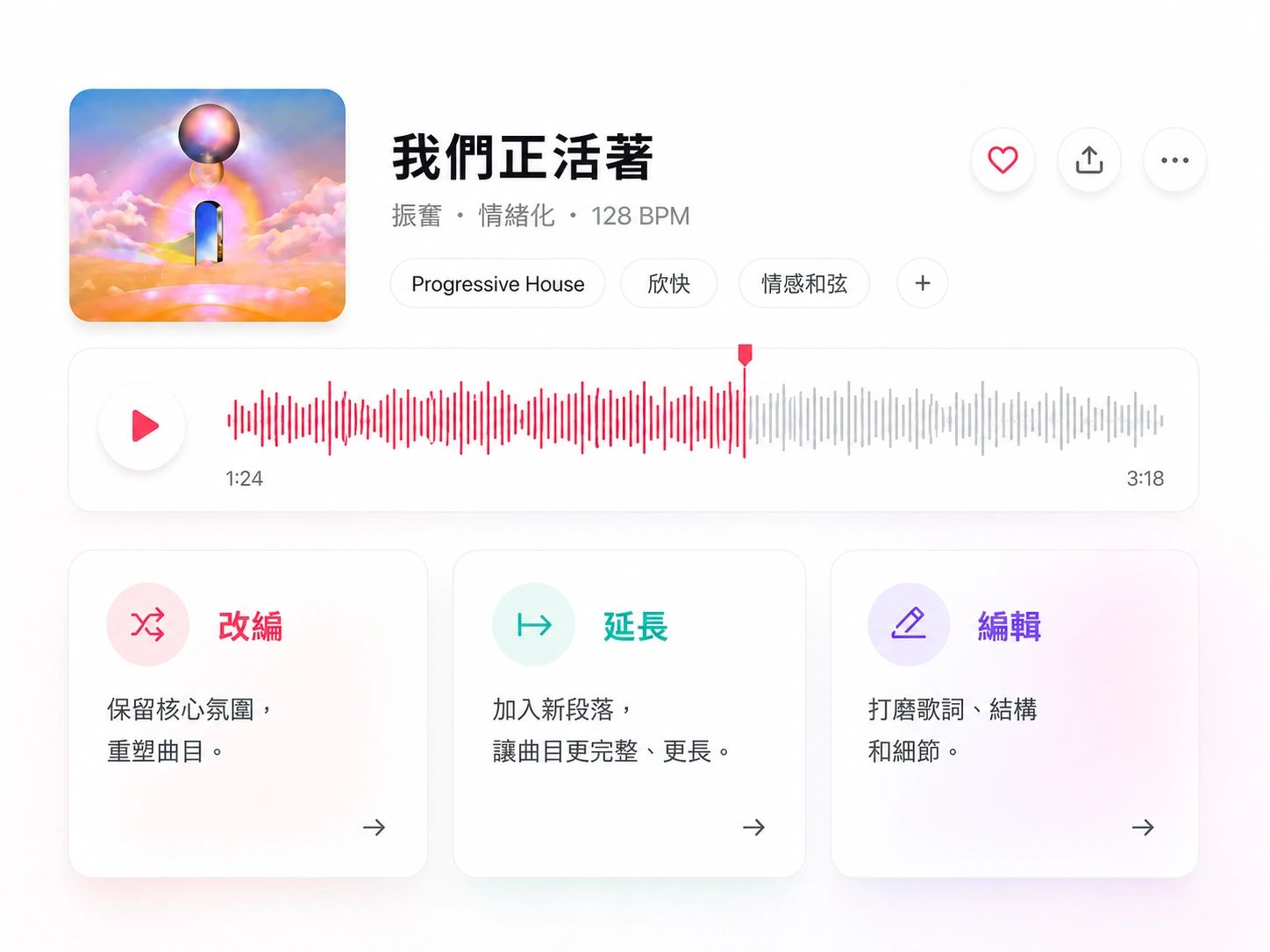 將現有曲目改編並延長為新的風格和長度