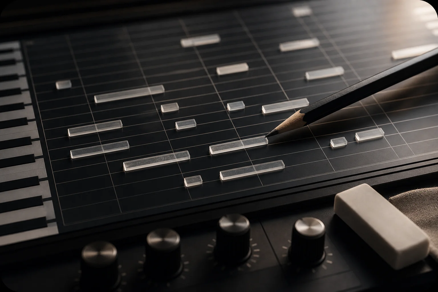 Piano roll showing fully editable MIDI notes with no watermark or DRM