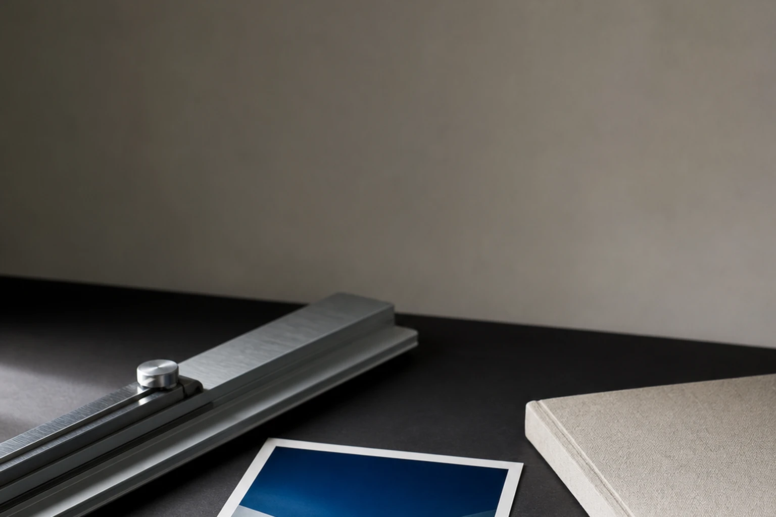 AI-generated album cover previewed on a turntable in a producer's home studio