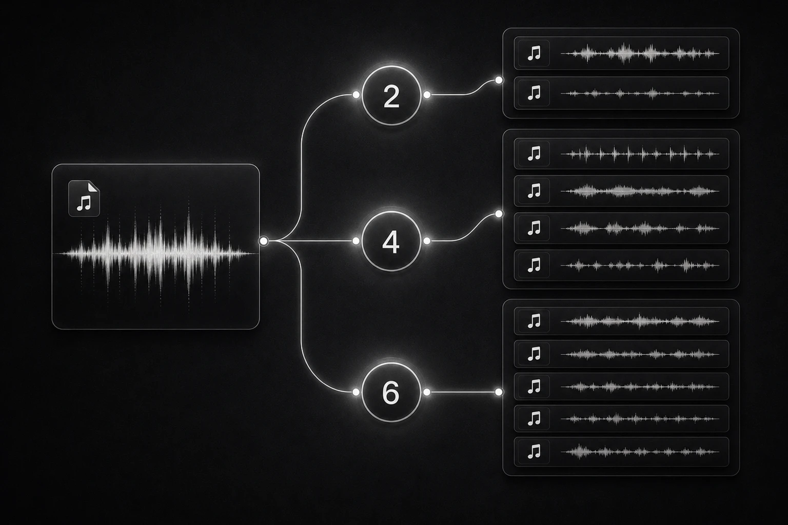 Three modes: 2, 4 or 6 stems